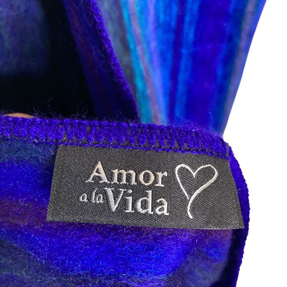 Armor A La Vida Alpaca Wool Blend Scarf Unisex Blue Grey Black 10” X 78” - Picture 7 of 8